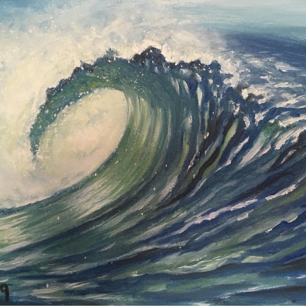 Ocean Wave Canvas Original Oil painting 
Art 10” x 10”